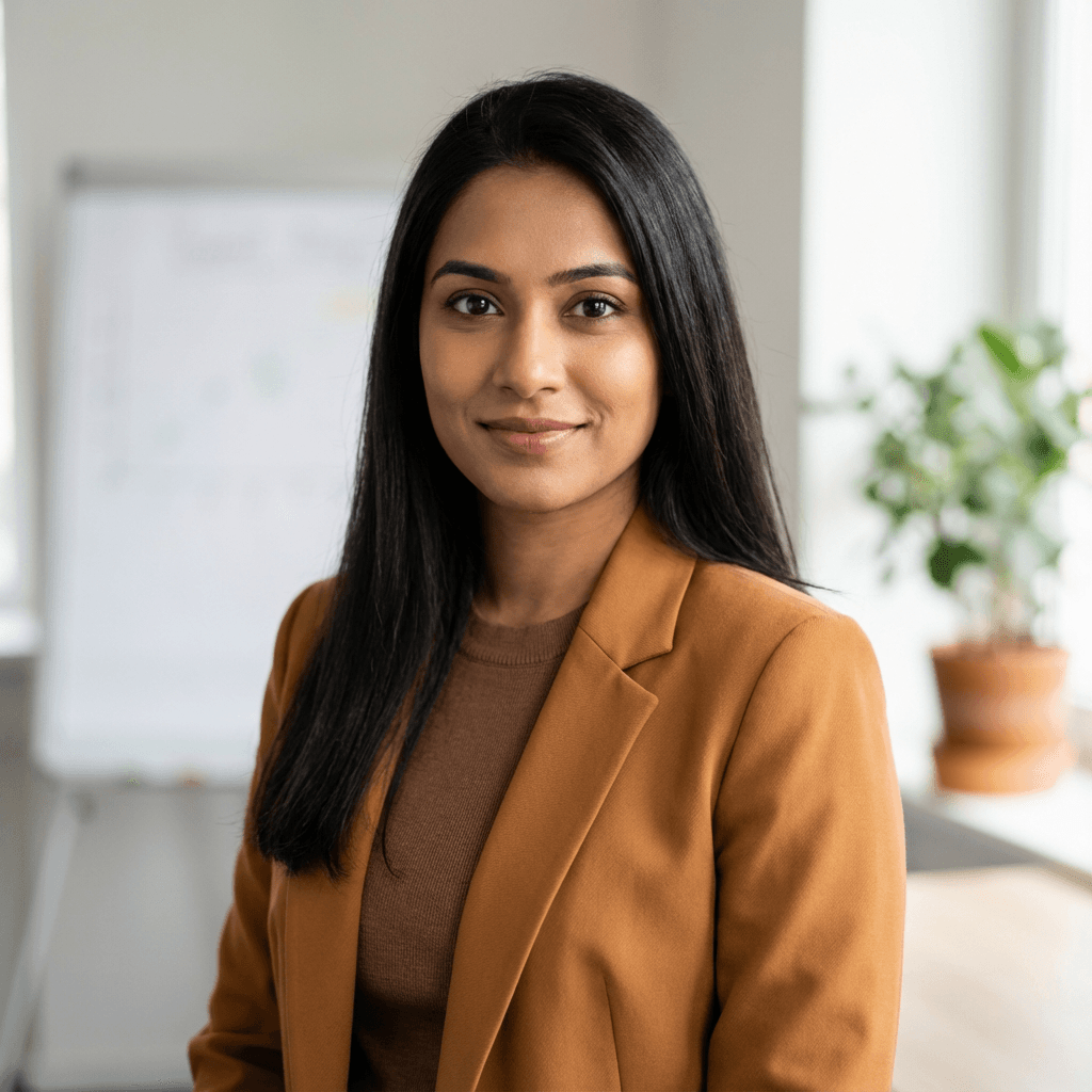 Professional woman in a bright modern home office
